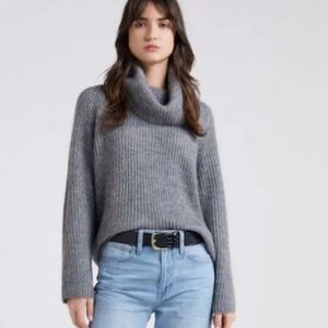 J. Crew Women’s Big Sur Gray Mohair Wool Knit Turtleneck Sweater, Size XS
